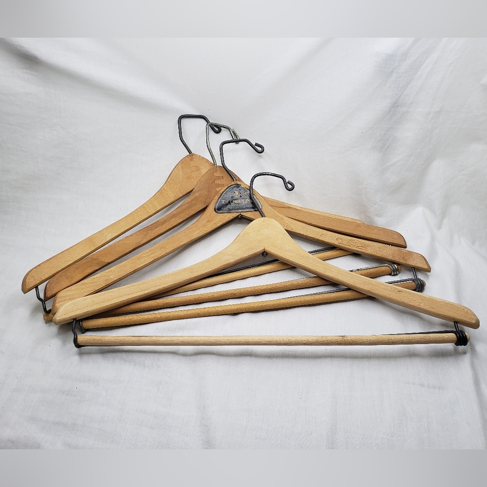 Four Vintage Wood Wishbone Men's Wooden Suit Hangers